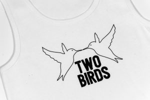 Two Birds White Ladies Vest Close Up